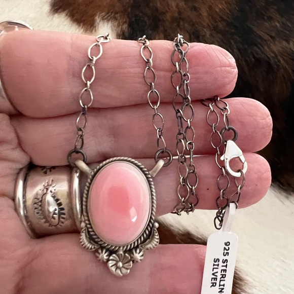 ❤️ Quality Queen Pink Conch Pendant Adjustable Necklace 18.5” Matte Sterling 10G - Picture 11 of 12